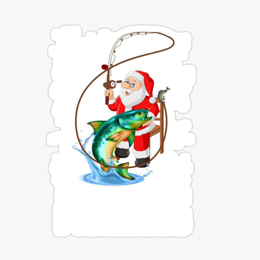 Merry Fishmas Santa Funny Fishing Santa Cute Christmas Poster for