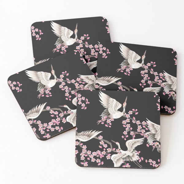 Item preview, Pink cherry blossom white Japanese crane designed and sold by SweetTea4U.