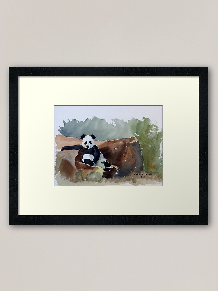 Alternate view of Panda watercolor Framed Art Print