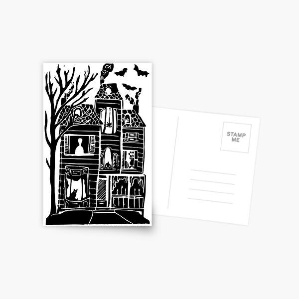 Item preview, Haunted House Linocut designed and sold by louweasely.