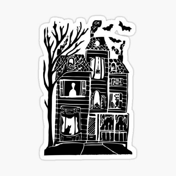 Item preview, Haunted House Linocut designed and sold by louweasely.