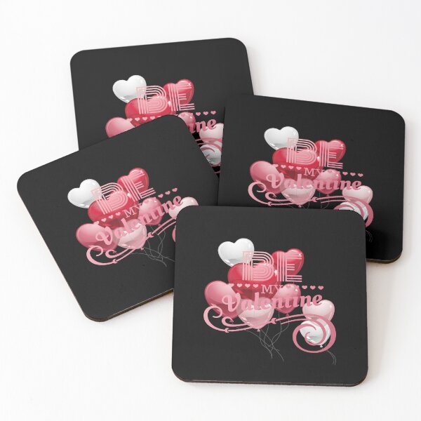 Item preview, “Be My Valentine” Balloon Love (Pink on Black) designed and sold by PawsitiveMum.
