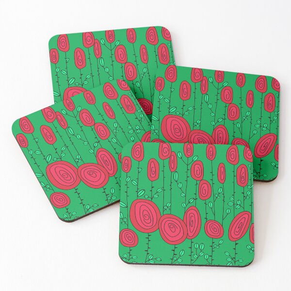 Item preview, Retro Abstract Multi Color Pattern Red Roses designed and sold by Hic21.