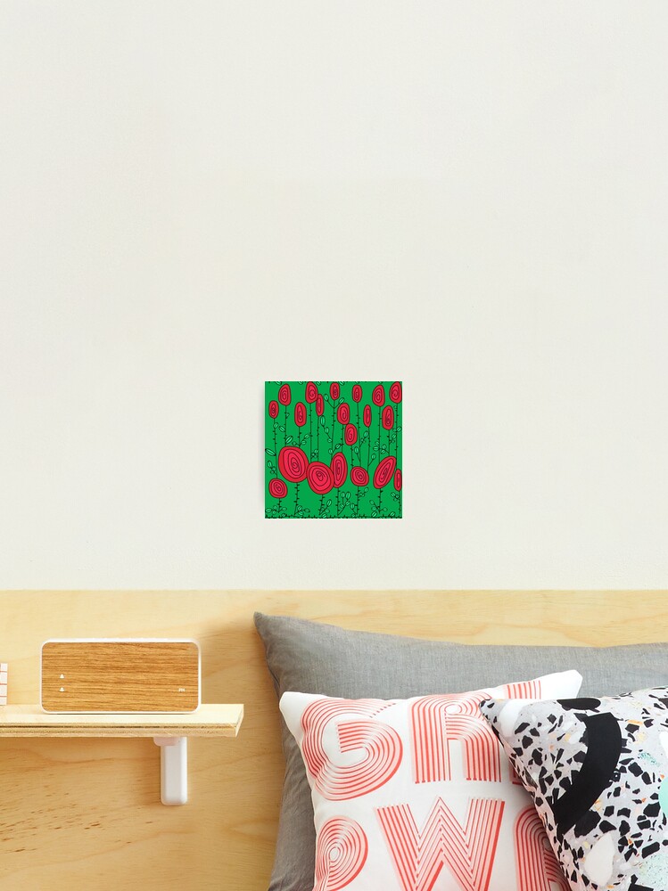 Thumbnail 2 of 3, Photographic Print, Retro Abstract Multi Color Pattern Red Roses designed and sold by Hic21.