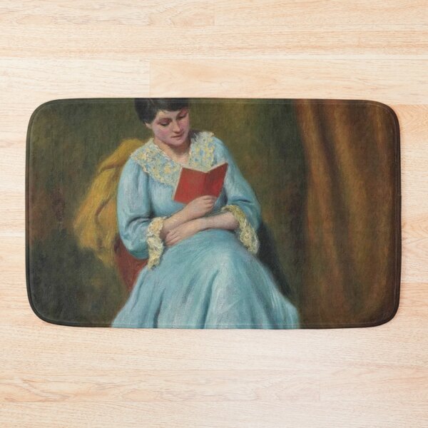 Item preview, A woman reading in blue print designed and sold by CindyHiks.