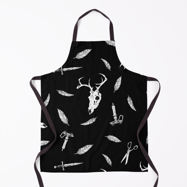 Item preview, Dark Academia Deer Skull And Feather Pattern, Black And White designed and sold by ArtPau.