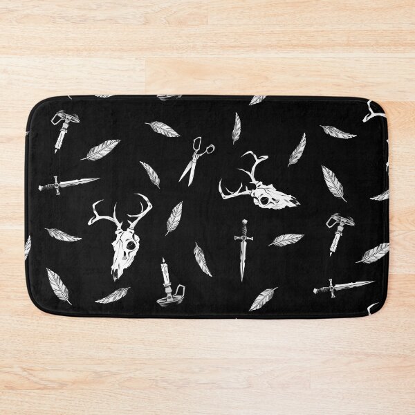 Item preview, Dark Academia Deer Skull And Feather Pattern, Black And White designed and sold by ArtPau.