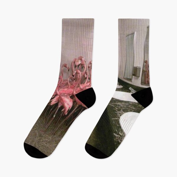 Item preview, Caribbean Flamingos from Miami's Metrozoo Crowd into the Men's Bathroom designed and sold by CindyHiks.