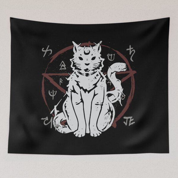 Artikelvorschau, Satan Katze Antichrist Luzifer Teufel 666 Occult Langarm T-Shirt entworfen und verkauft von RobertJayce.