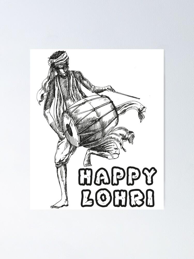 Happy Lohri Festival Line Drawing Stock Vector (Royalty Free) 2227418695 |  Shutterstock