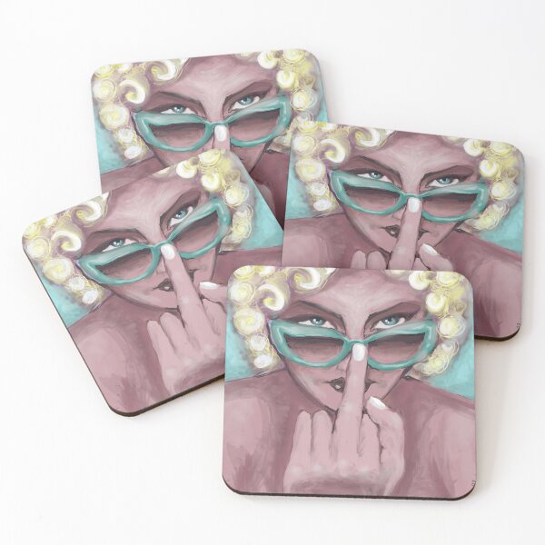 Item preview, Feisty girl, beachy girl, f.u, birdy, sun glasses, blue, naughty, blond afro girl,  girl power, designed and sold by Freedomworx.