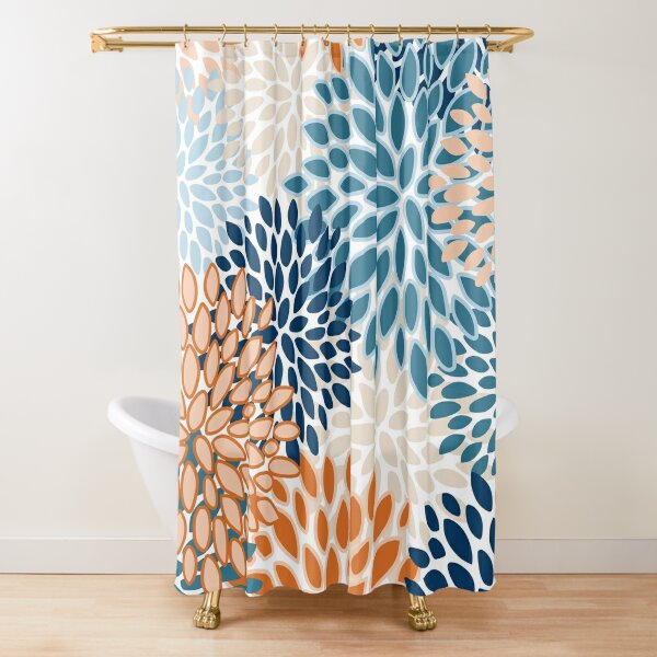 Blue And Orange Shower Curtains for Sale