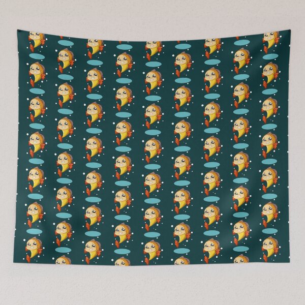 Item preview, A Laughing Yellow Red Fish With Blue Background   designed and sold by AioPaoAvery.