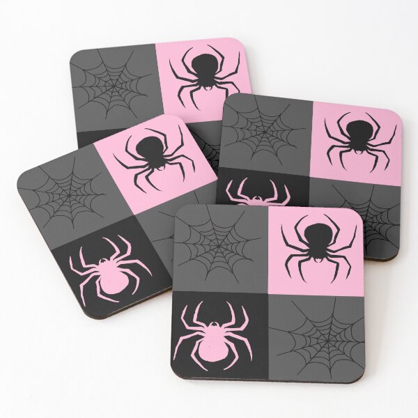 Item preview, Light pink grey and black checkered with spiders and webs designed and sold by DemonicGloom.