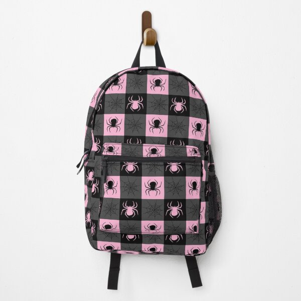 Item preview, Light pink grey and black checkered with spiders and webs designed and sold by DemonicGloom.