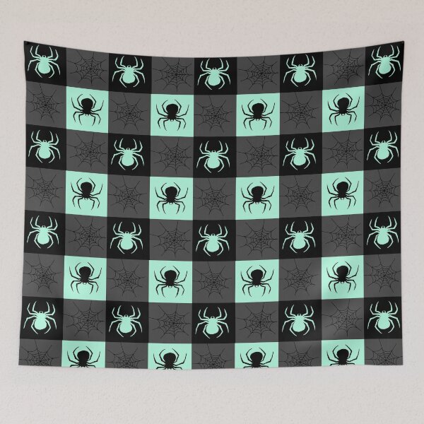 Item preview, Light grey and black checkered with spiders and webs designed and sold by DemonicGloom.