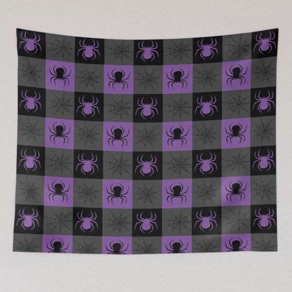 Item preview, Dark  Purple grey and black checkered with spiders and webs designed and sold by DemonicGloom.