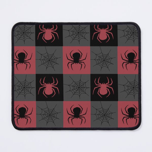 Item preview, Muted Red grey and black checkered with spiders and webs designed and sold by DemonicGloom.