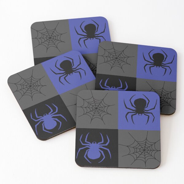 Item preview, Dark blue grey and black checkered with spiders and webs designed and sold by DemonicGloom.