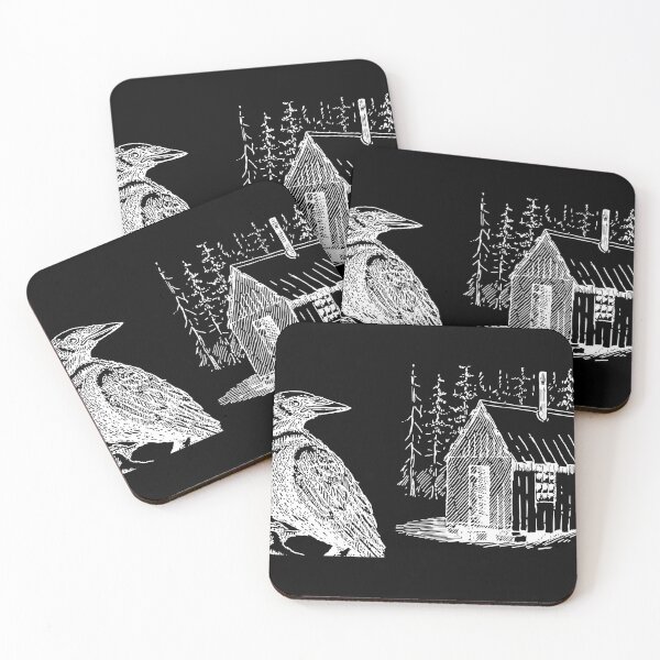 Item preview, Bird on a Branch and a Cottage House in Black and White designed and sold by Bennymp.