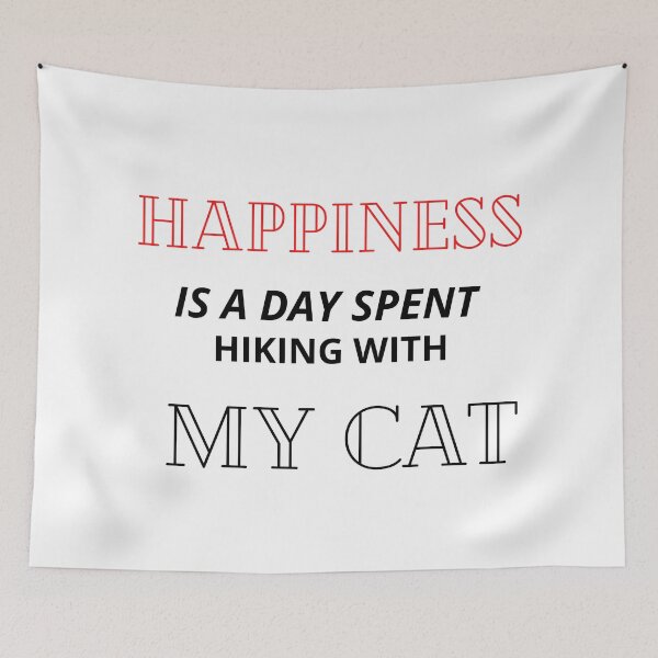 Item preview, happiness is a day spent hiking with my cat designed and sold by AGARI ★★★★★.