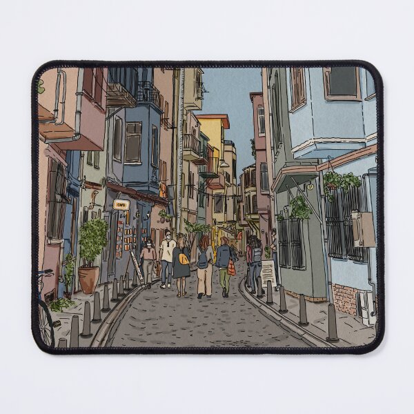 Item preview, An Urban sketch - Balat, Istanbul, Turkey. Colorful illustration designed and sold by NaliniLe.