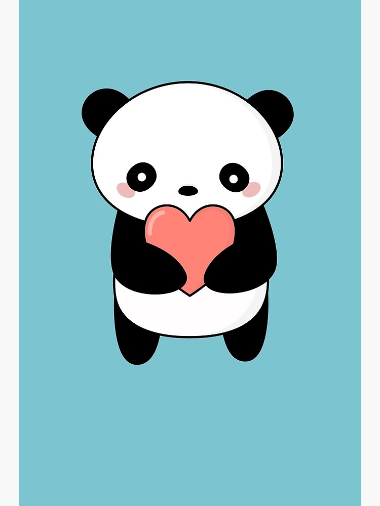 Premium Photo  Kawaii panda with heart for valentine's day