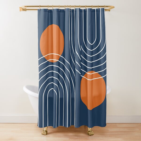 Get Orange Blue Shower Curtain Colorful Diamond Geometric Shade Thickening Fabric Bathroom Decor Shower Curtain Set with Hook