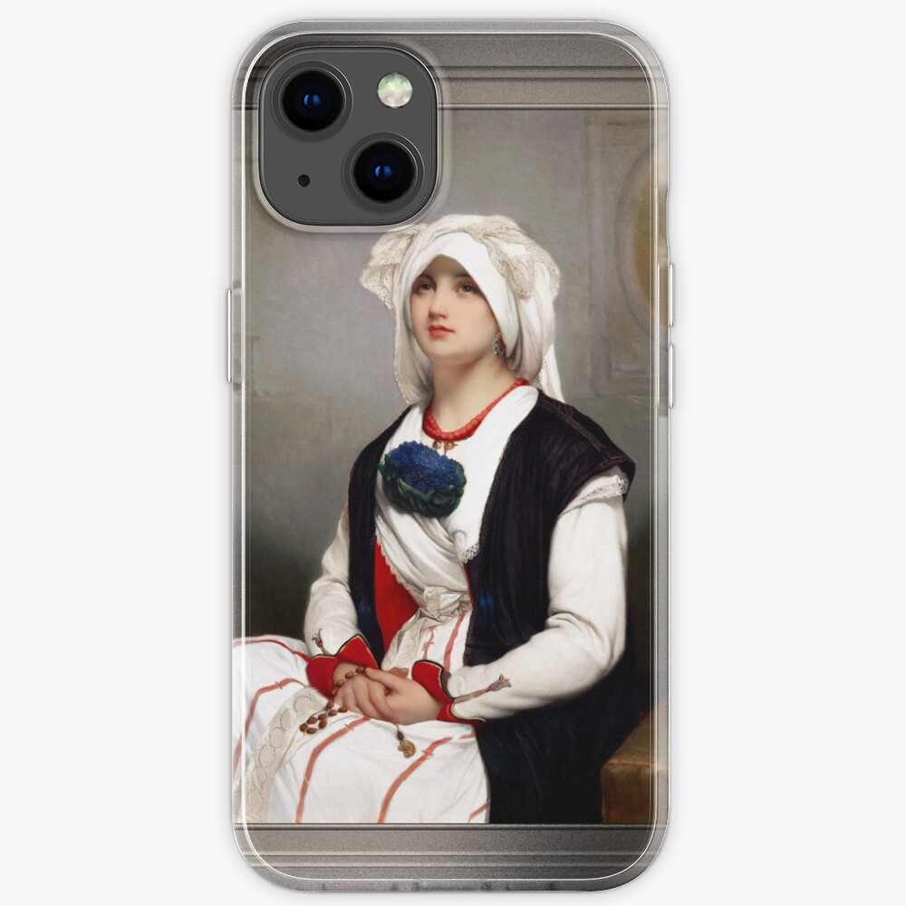 Photo Restoration Of A Sicilian Woman by Jean-François Portaels - A Graceful Lady 1 Photo Restoration Of A Sicilian Woman by Jean-François Portaels Remastered Xzendor7 Classical Art Old Masters Reproductions iPhone Case