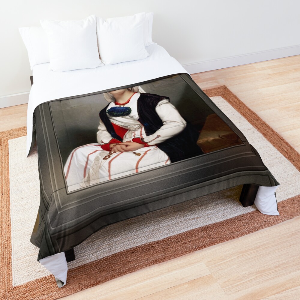A Sicilian Woman by Jean-François Portaels - An Enchanting Young Beauty 3 A Sicilian Woman by Jean-François Portaels Remastered Xzendor7 Classical Art Old Masters Reproductions Comforter