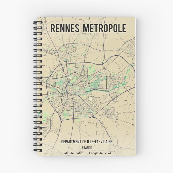 Item preview, Rennes map of france - A great beautiful gift for birthday day and valentine's day designed and sold by PostersProf1.
