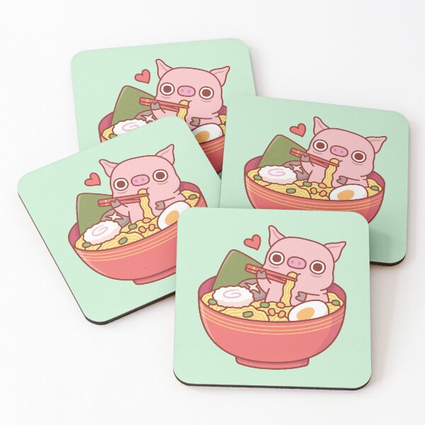 Item preview, Cute Pig Eating Ramen Noodles In Bowl designed and sold by rustydoodle.