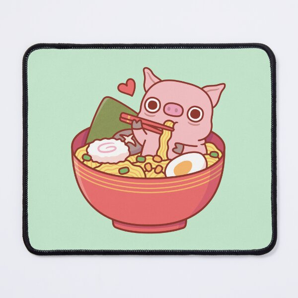 Item preview, Cute Pig Eating Ramen Noodles In Bowl designed and sold by rustydoodle.