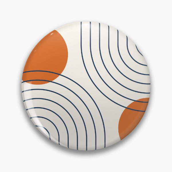 Item preview, Mid Century Modern Geometric 88 in Navy Blue and Burnt Orange (Rainbow and Sun Abstraction) designed and sold by nineFlorals.
