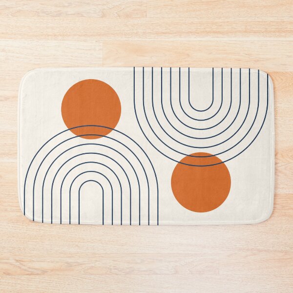 Item preview, Mid Century Modern Geometric 88 in Navy Blue and Burnt Orange (Rainbow and Sun Abstraction) designed and sold by nineFlorals.