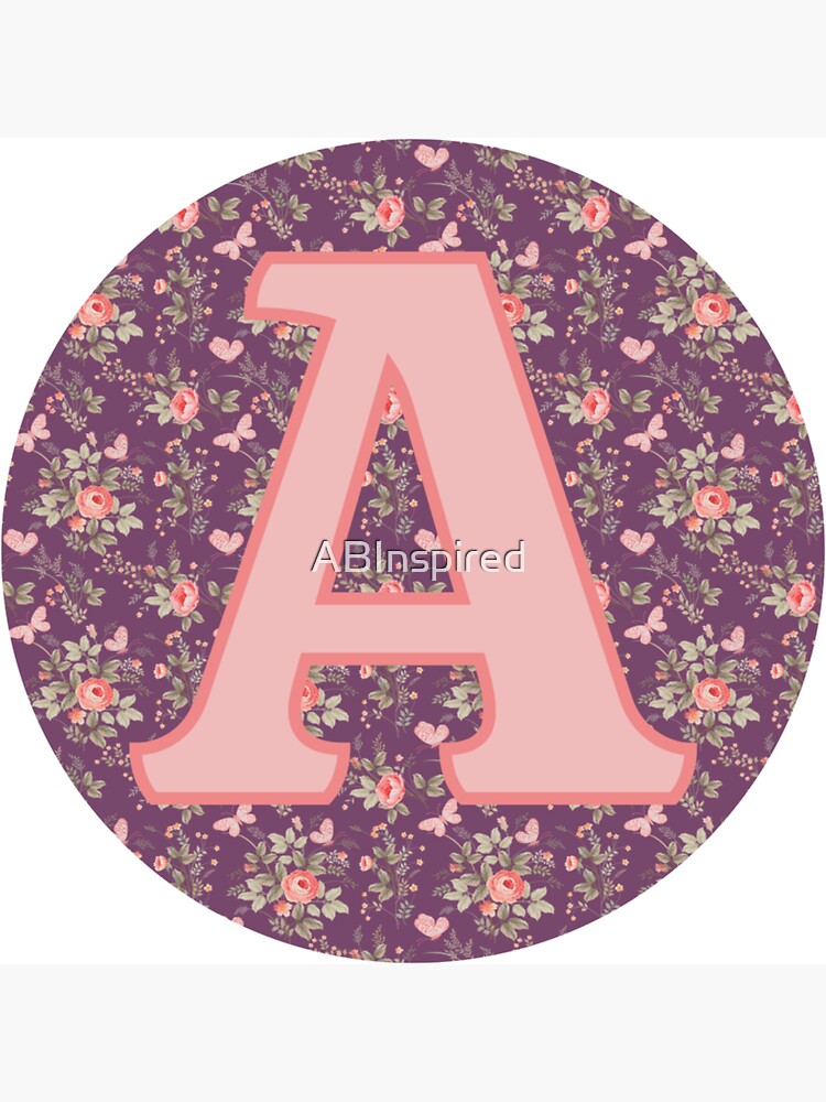 Monogram Initial & Last Name Circle Flower