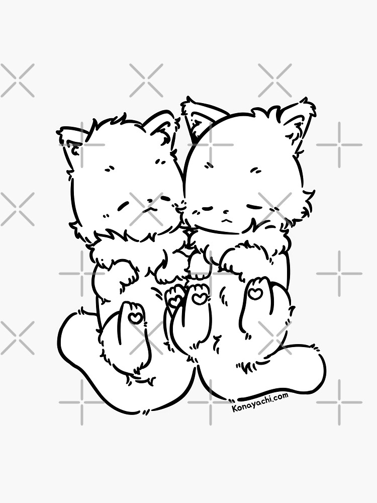 Marie and Rosie Cuddling and Sleeping (Plain White) by Konayachi