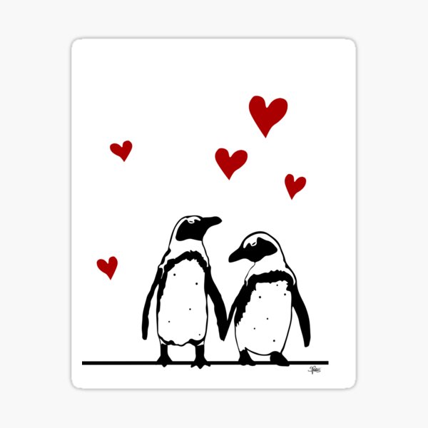 African Penguin Love Sticker