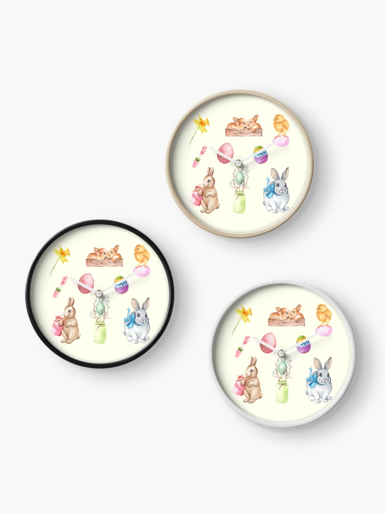 Thumbnail 3 of 4, Clock, Watercolor Spring Easter Rabbit Pack designed and sold by DaisyPaints.
