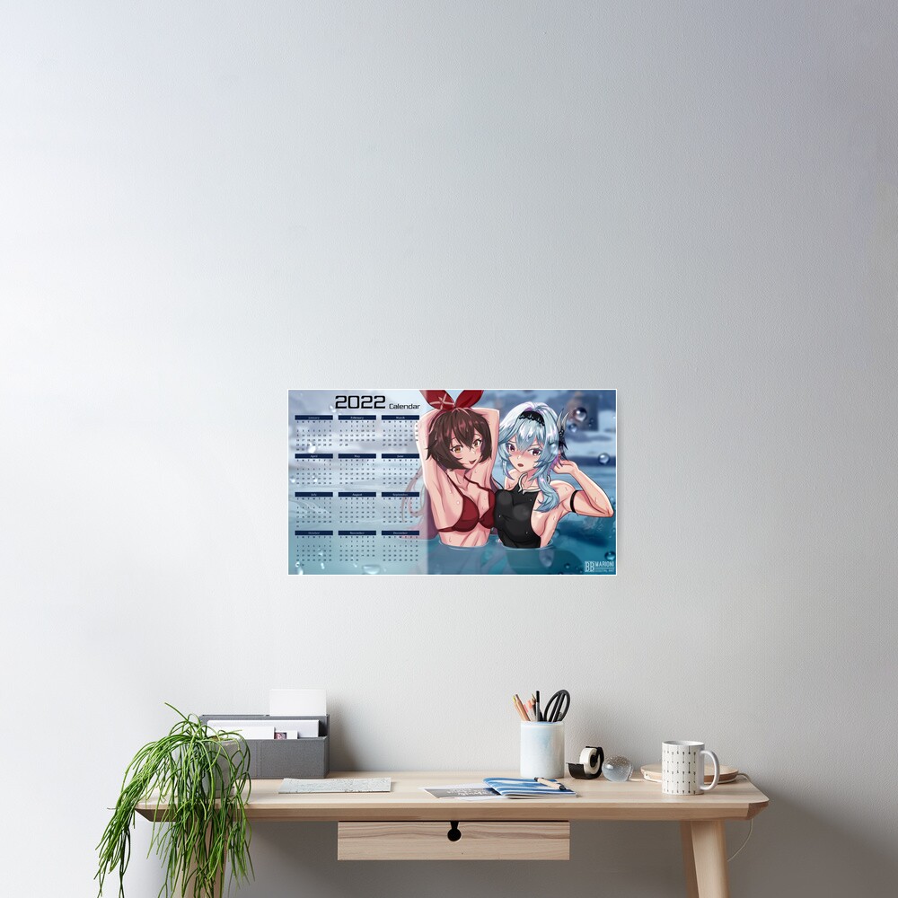  Genshin Impact Eula Amber Calendar 2022 Poster By BBMarioni Redbubble