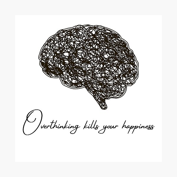 Item preview, Warning Overthinking Kills Your Happiness designed and sold by jassine11.