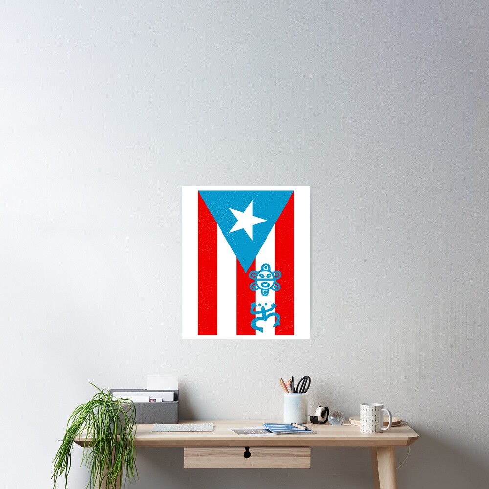 "Puerto Rico Flag Sol Coqui Taino Boricua" Poster By Inkedtee | Redbubble