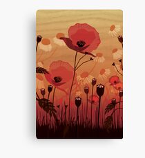 Poppies on woodgrain Canvas Print