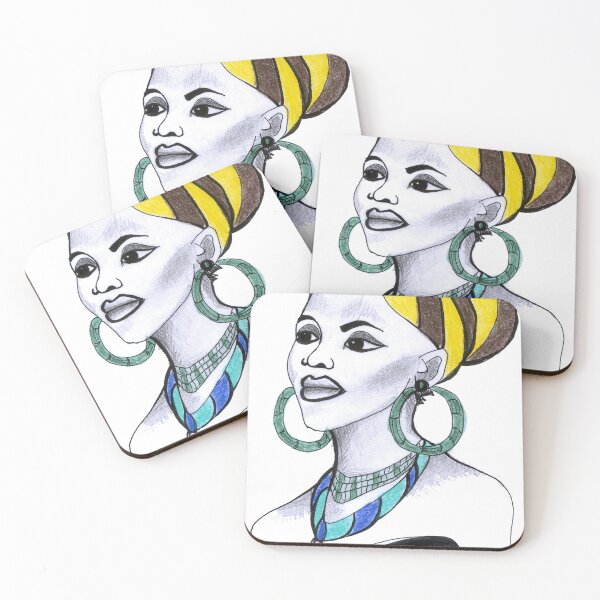 Artikelvorschau, Afrikanische Frau Brown Yellow Turban Unique Art entworfen und verkauft von HighArtDesigns.
