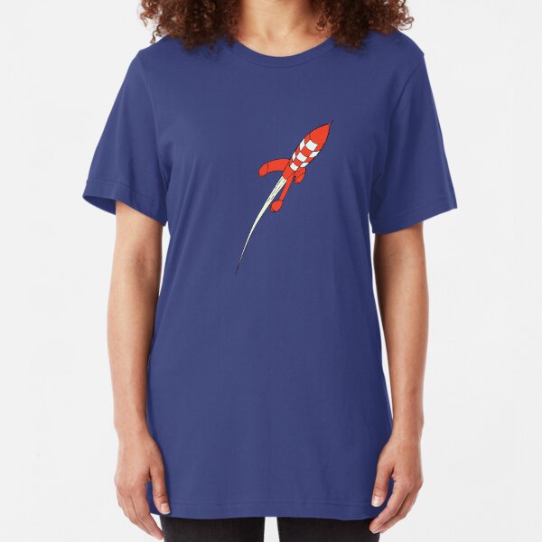 Tintin Destination Moon Rocket Slim Fit T-Shirt