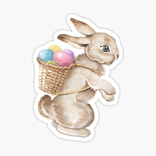 Item preview, Easter Bunny With Egg Basket designed and sold by DaisyPaints.