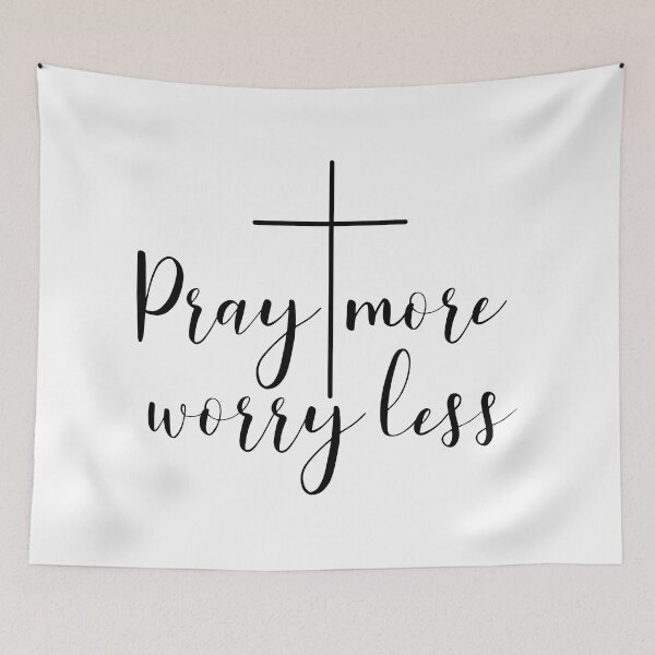 Item preview, Pray more, worry less - Christian motivational quotes designed and sold by pixxart.