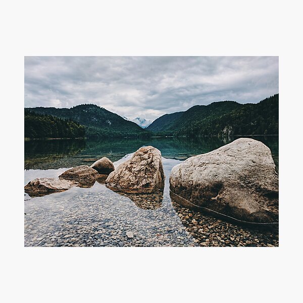 Item preview, Rocky mountain lake with cloudy weather designed and sold by thehappylot.