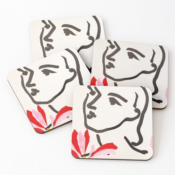 Item preview, red flowers and women face designed and sold by barbarapabst99.