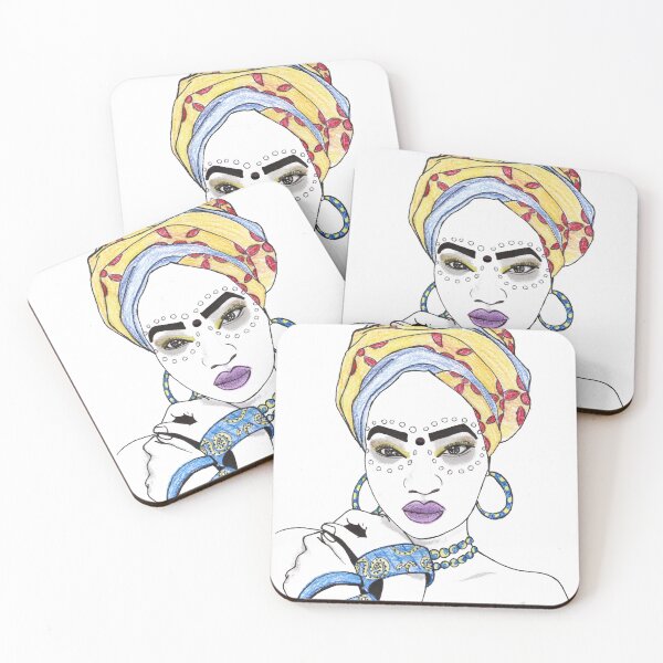 Artikelvorschau, Afrikanische Frau Blau Goldschmuck Einzigartige Kunst entworfen und verkauft von HighArtDesigns.
